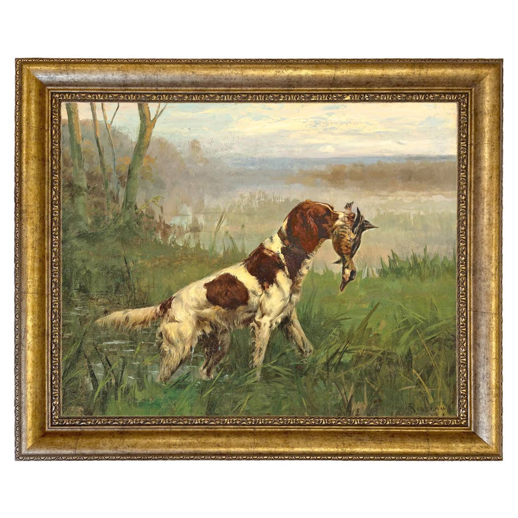 Setter and a Ruddy Duck Vintage Painted Print | Wall art