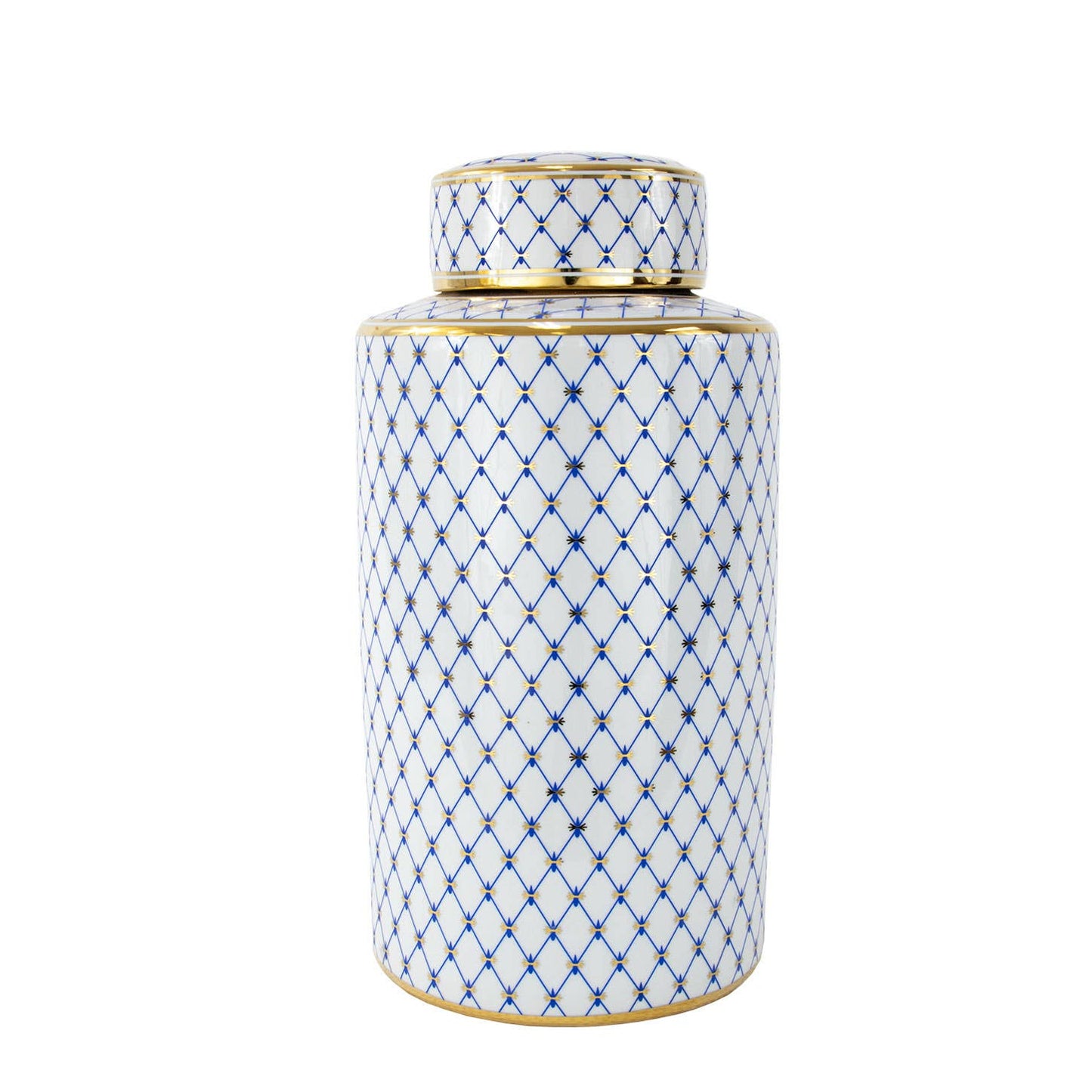 Blue Gold Striped Urn
