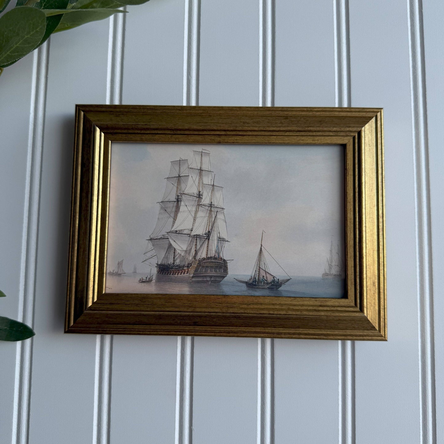 Vintage Style Pirate Ship painting Art Print Framed