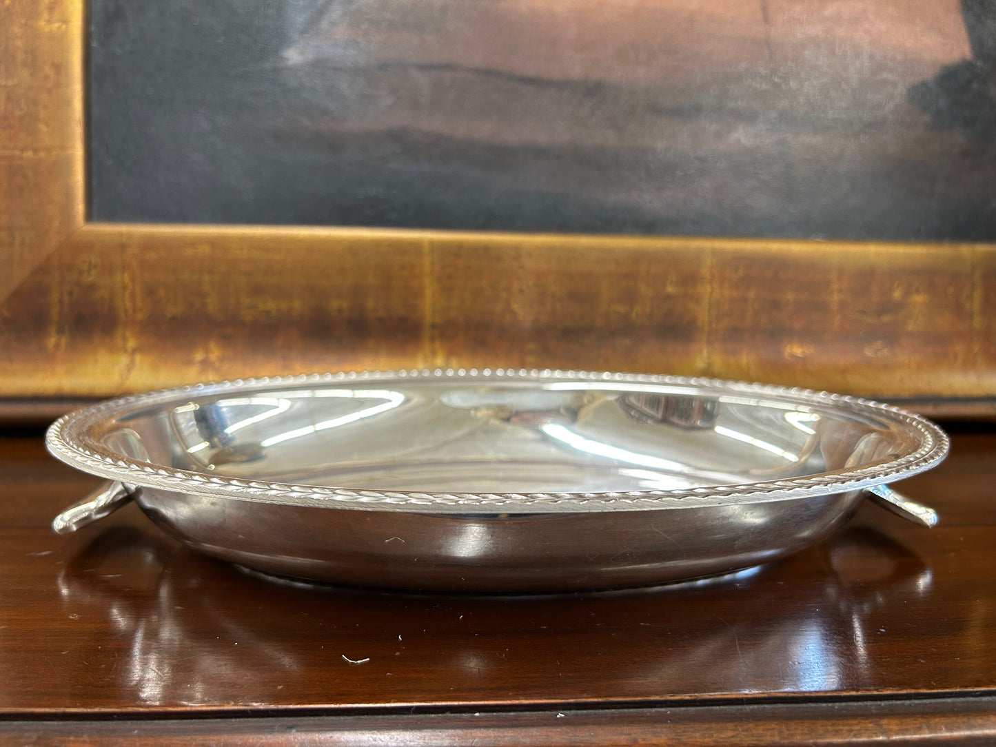 Vintage Silverplate Oval Serving Dish with Handles