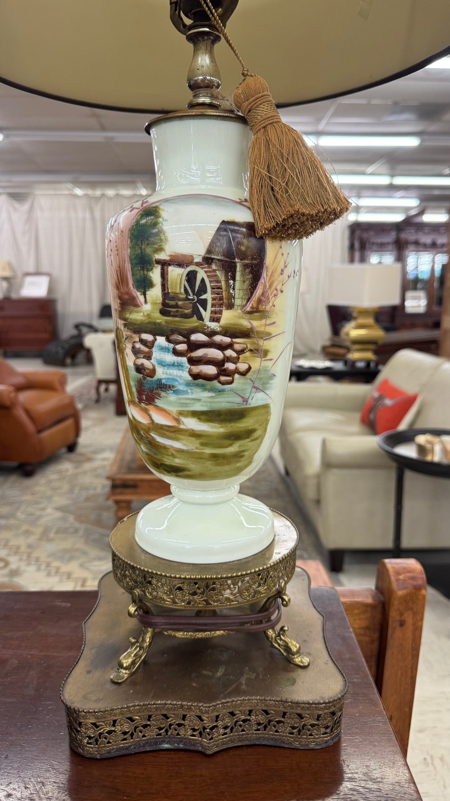 Vintage Pastoral Scene Lamp (Pair)