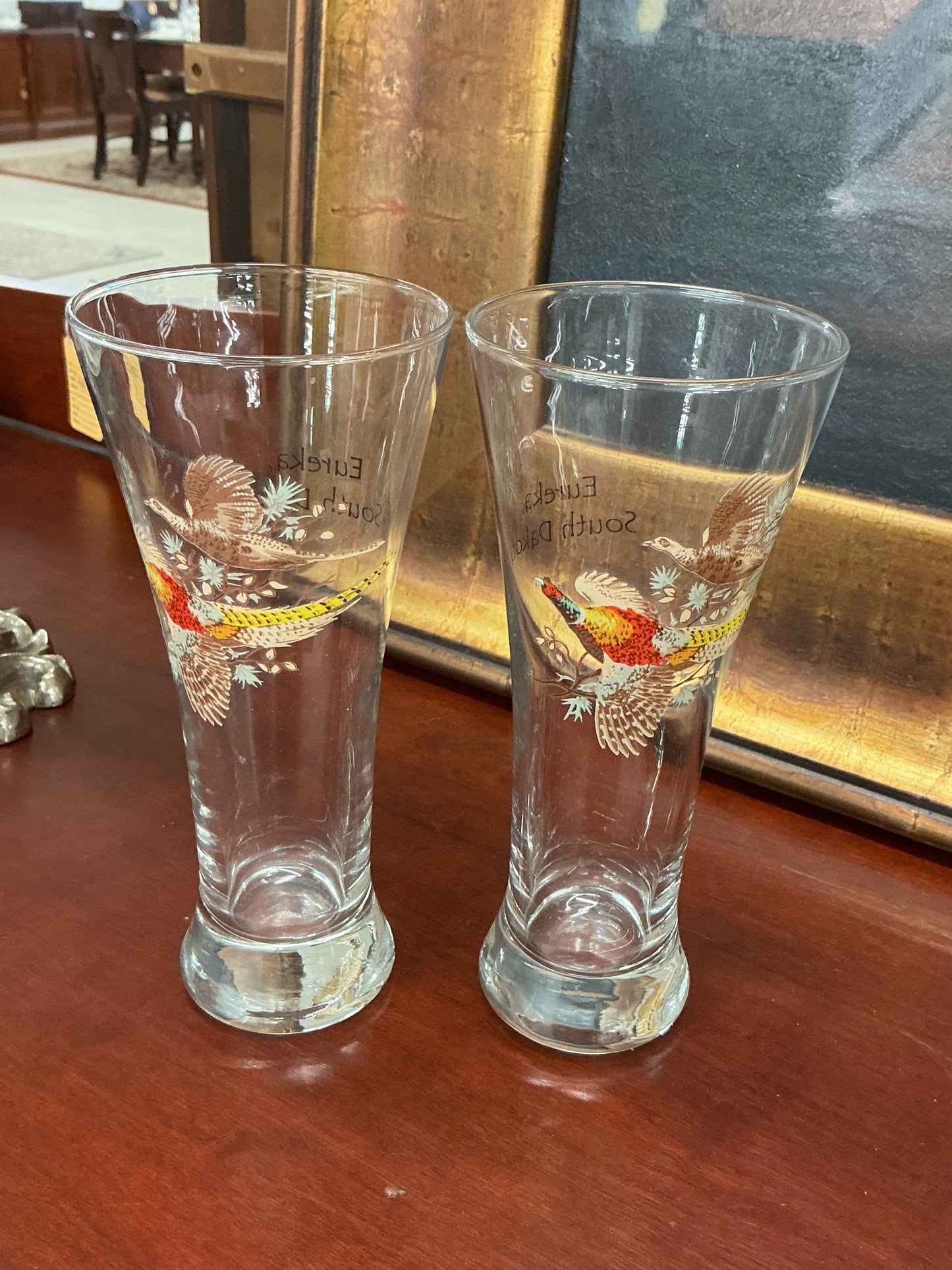 Vintage Pheasant Hunting Glasses – Eureka, South Dakota (Set of 2)
