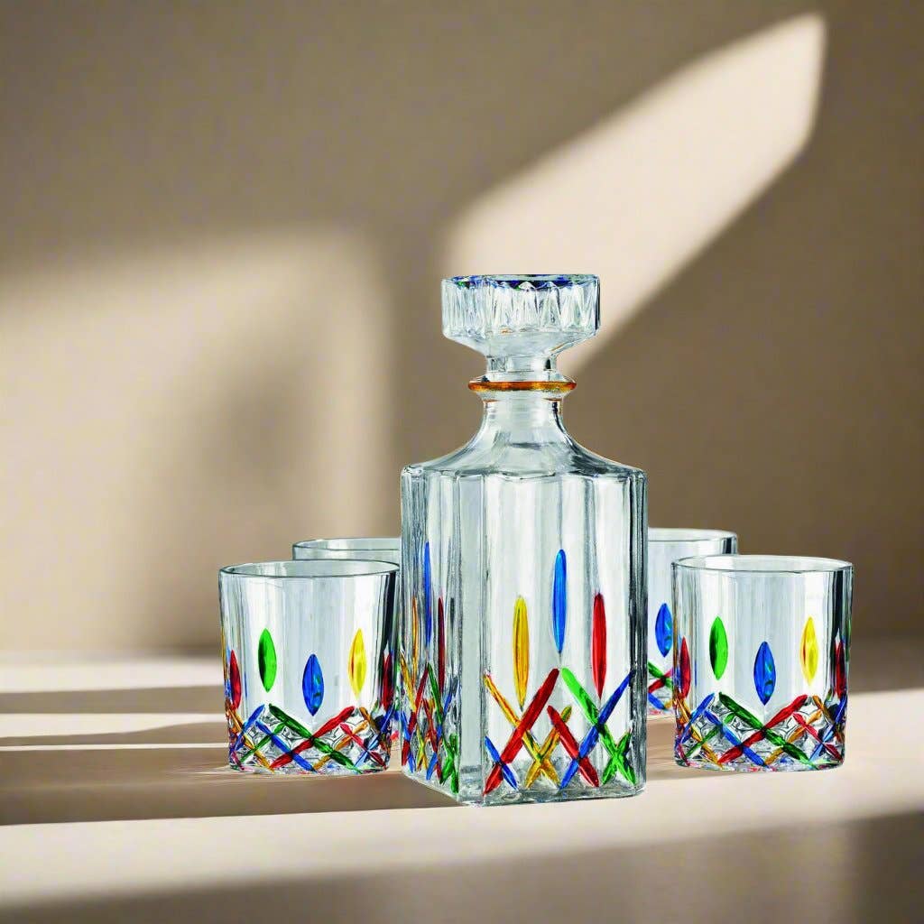 Venice 5 Piece Whiskey Decanter Set