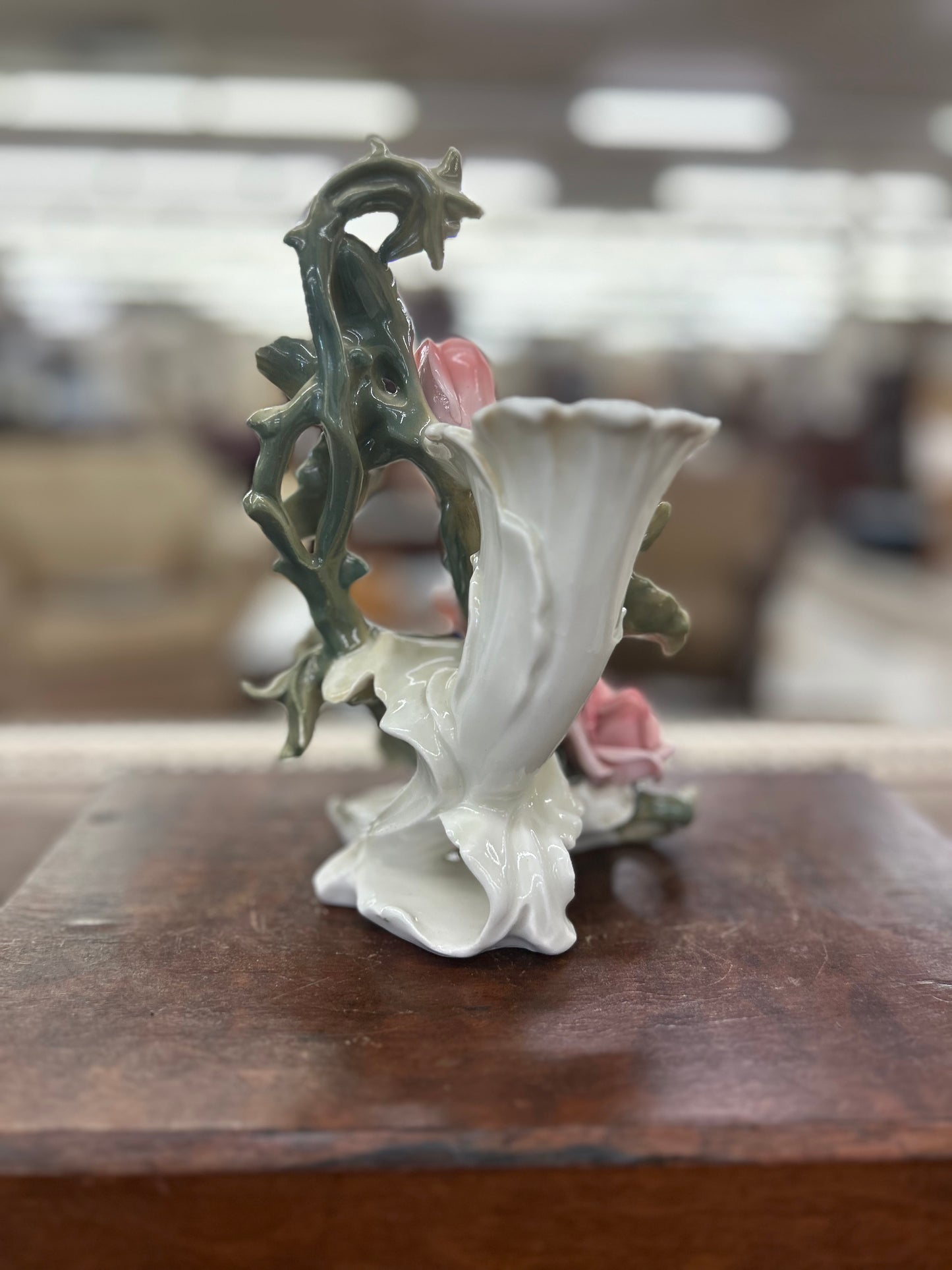 Delicate vintage porcelain floral vase