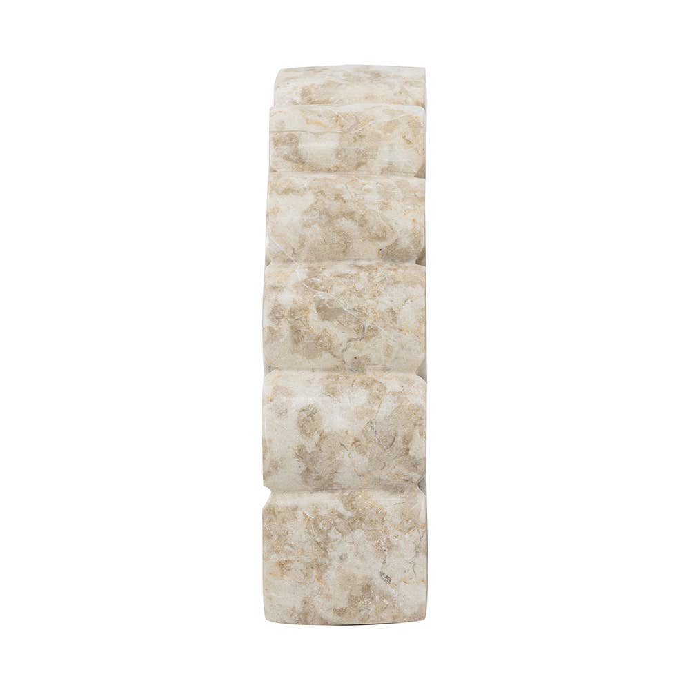 S/2 12x6x2" Fan Shaped Cream Marble Bookends 3S/CTN