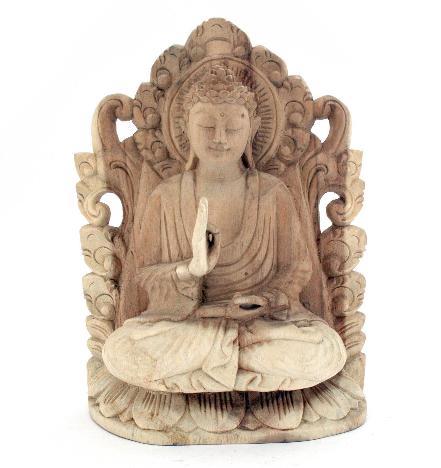 Hand Carved Wood Wall Buddha