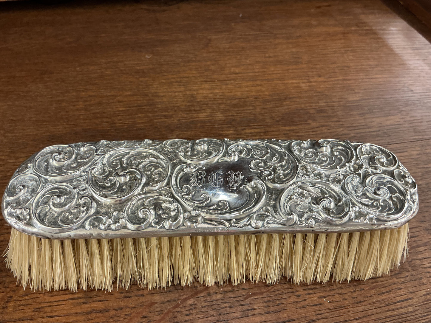 Antique Sterling Silver Repoussé Vanity Brush