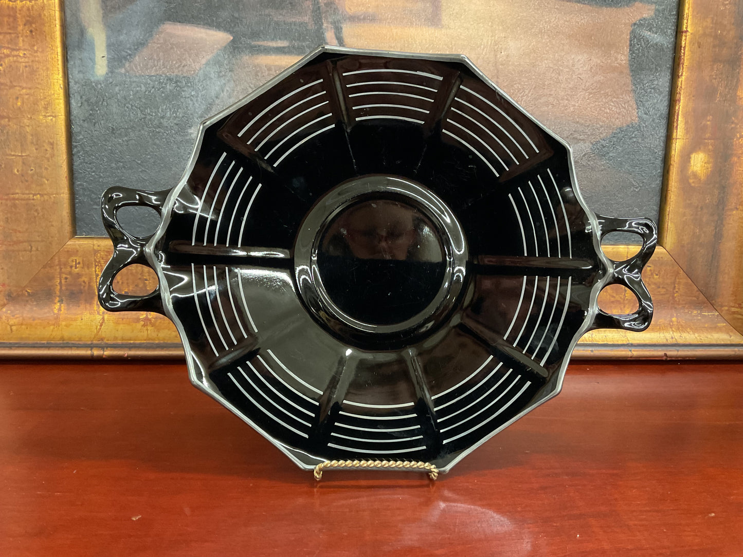Vintage Black Mid-Century Serving Dish