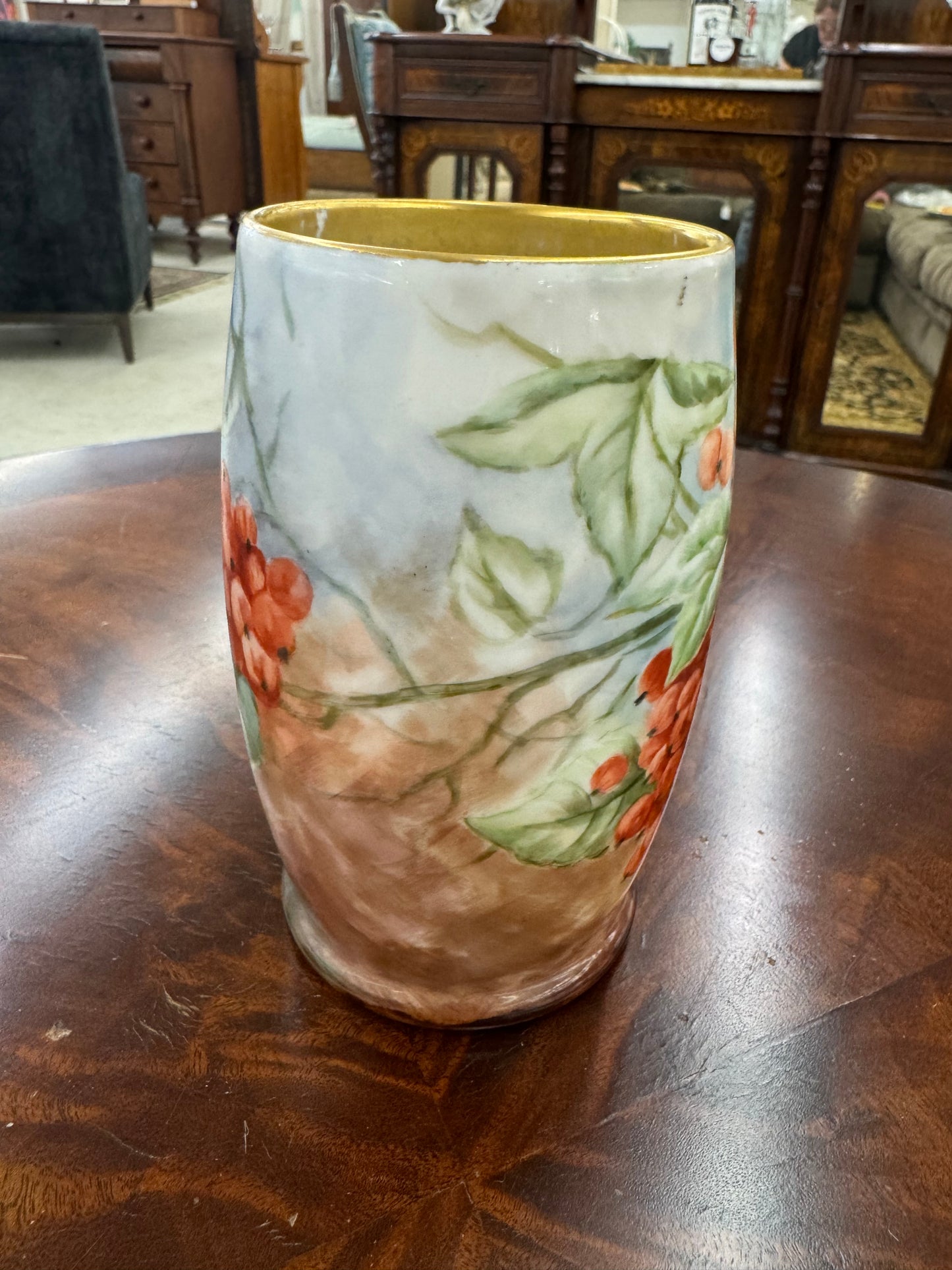 Antique J.P.L. France Hand-Painted Art Nouveau Tankard Vase