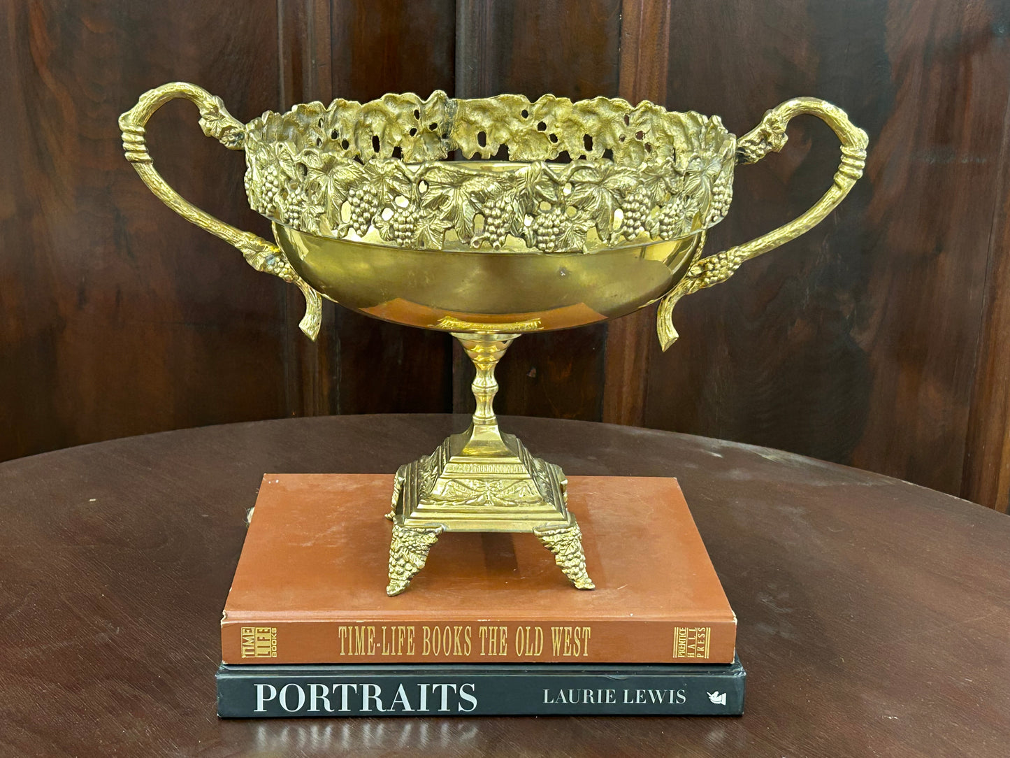 Vintage Brass Grapevine Centerpiece Bowl