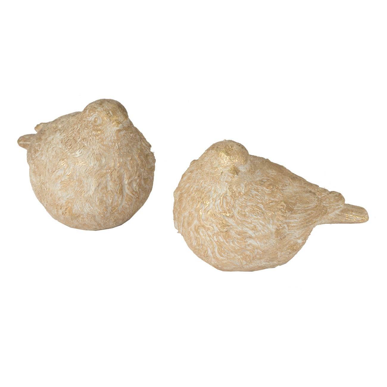 S/2 6x3.5x4" Golden Doves Resin Figurine Set