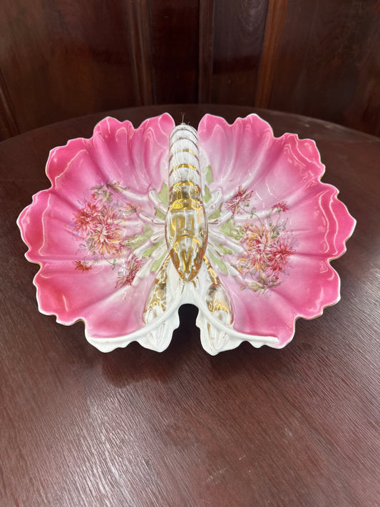Vintage Hand-Painted Porcelain Lobster Divided Dish