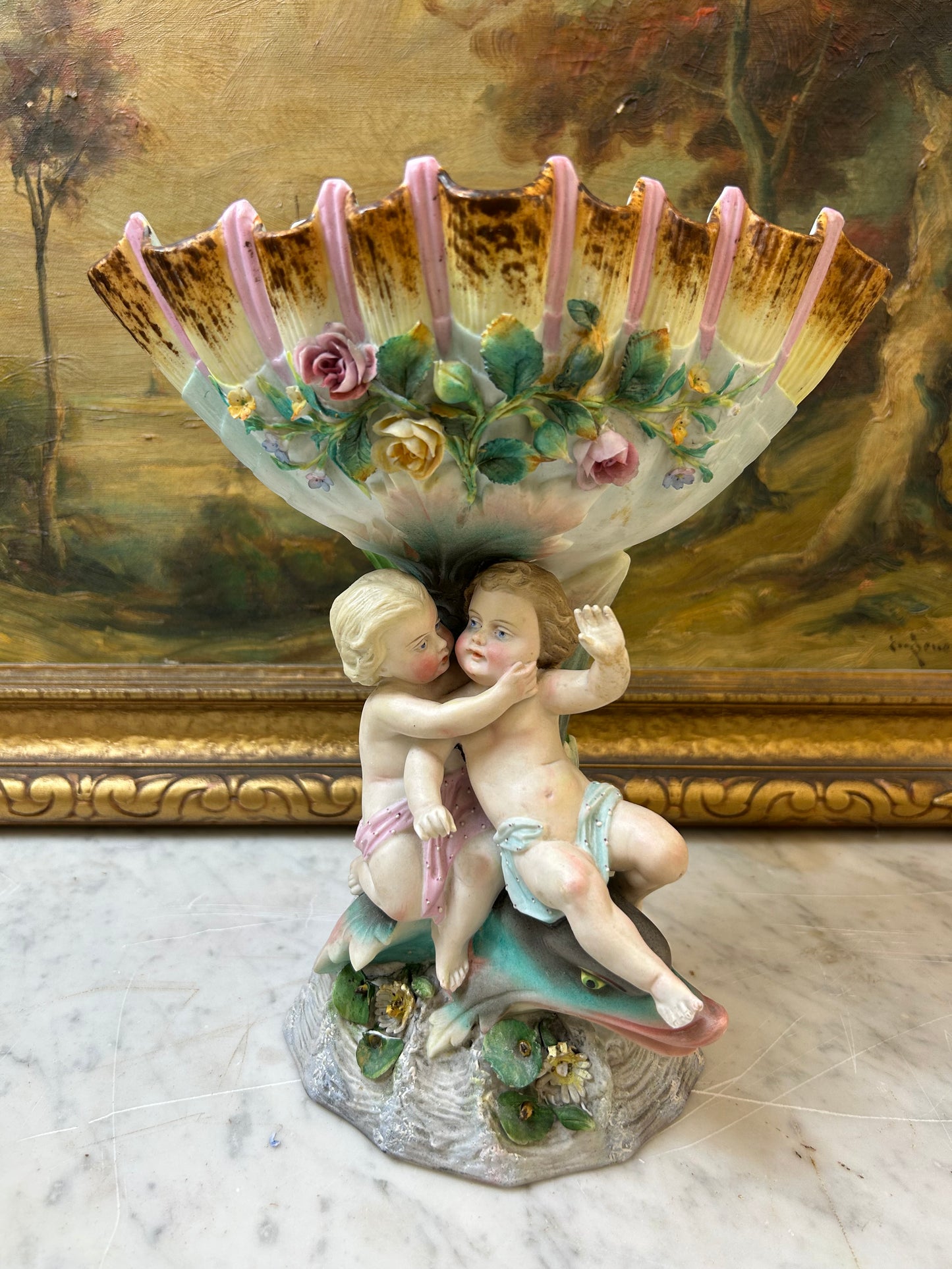 Spectacular antique figural porcelain centerpiece