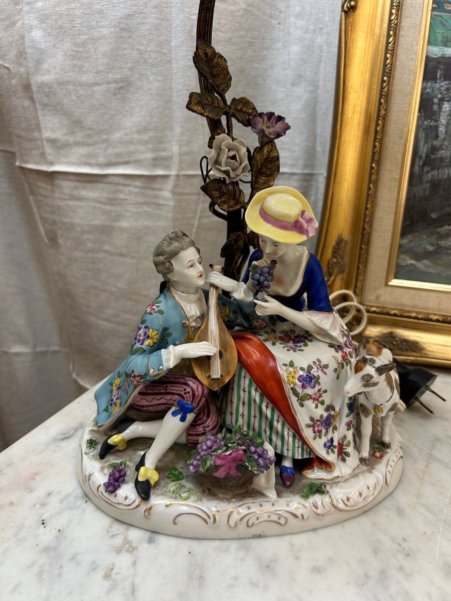 Vintage European Porcelain Figural Lamp
