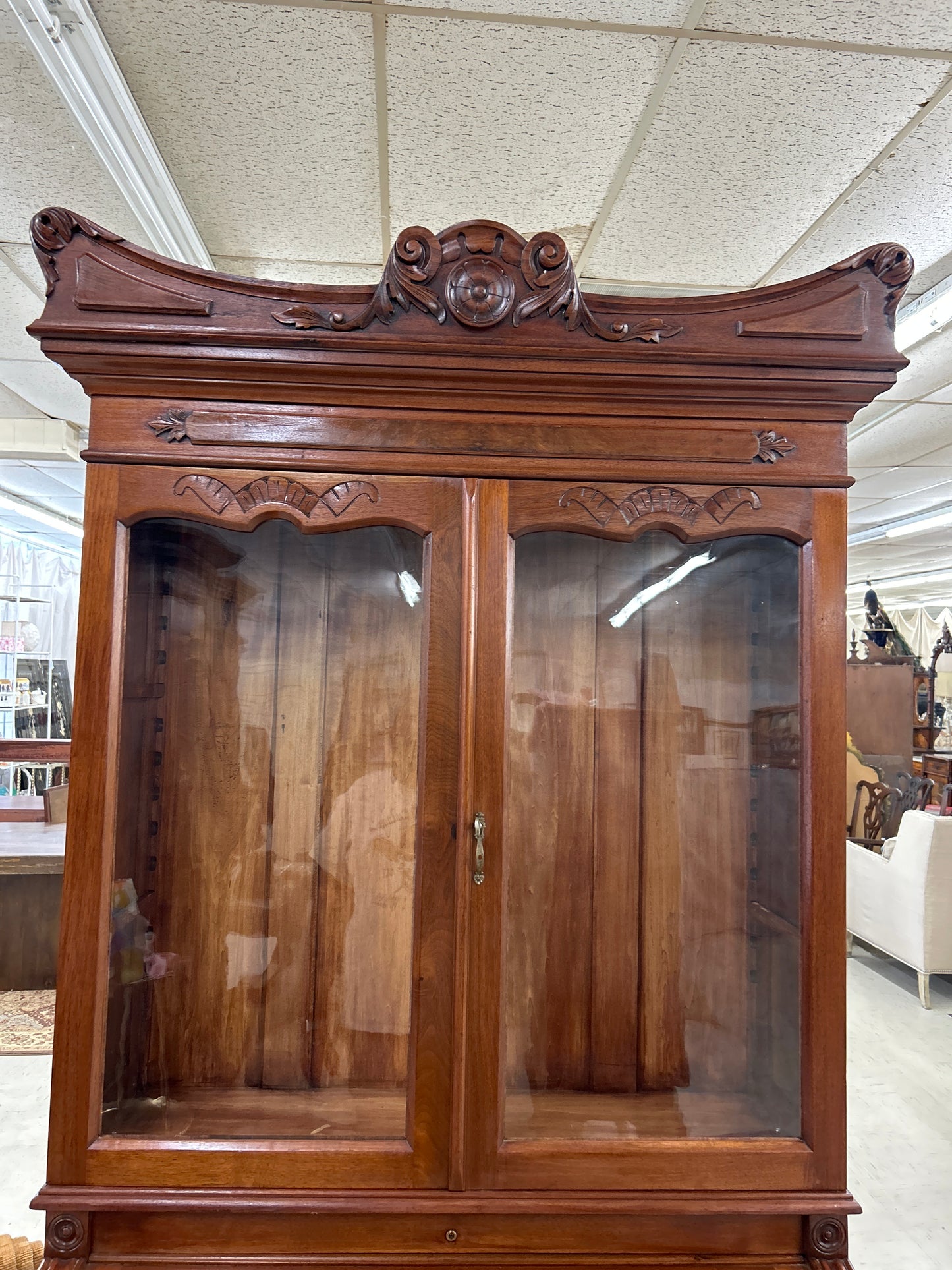 Victorian Walnut & Burl Cylinder Secretary Desk