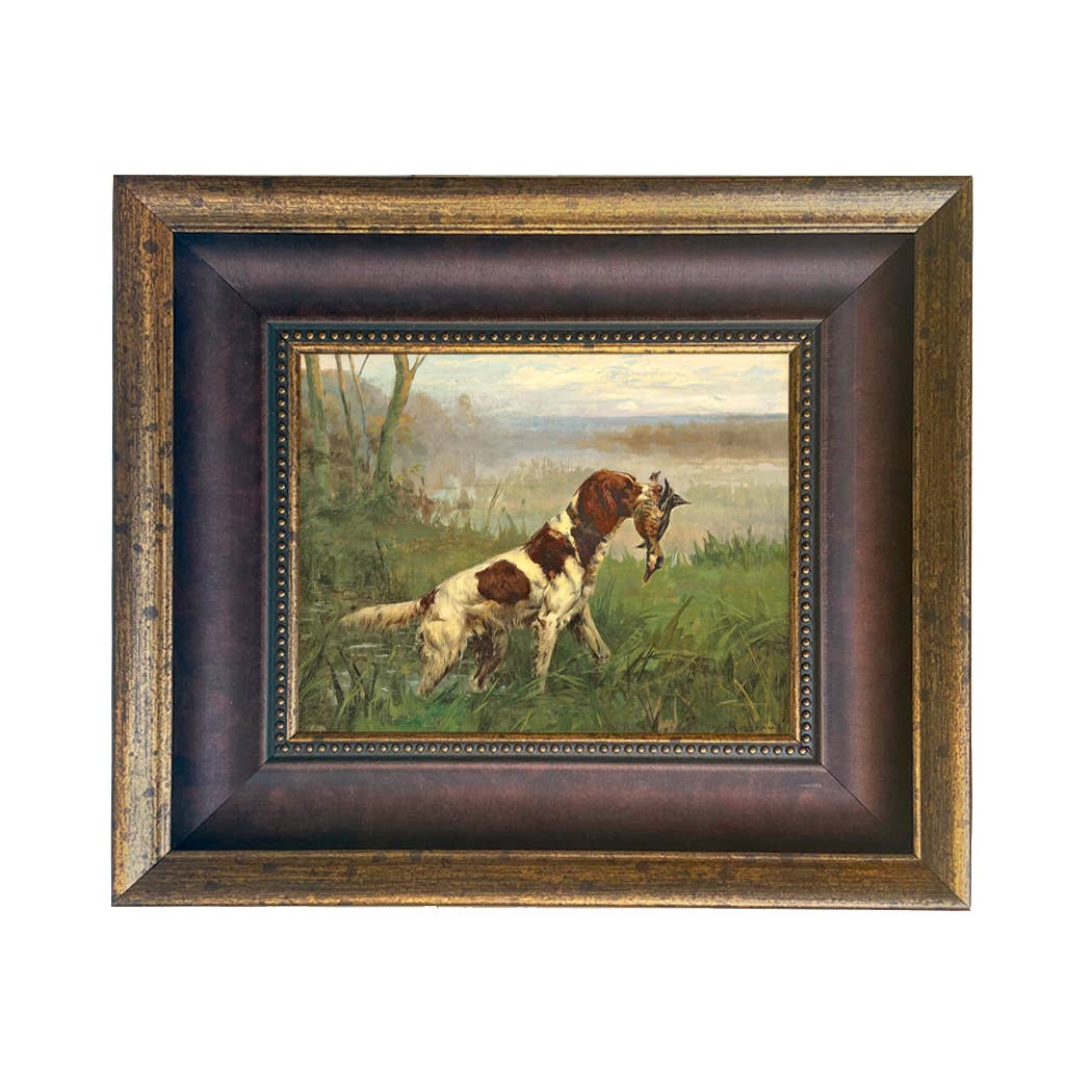 Setter and a Ruddy Duck Vintage Painted Print | Wall art