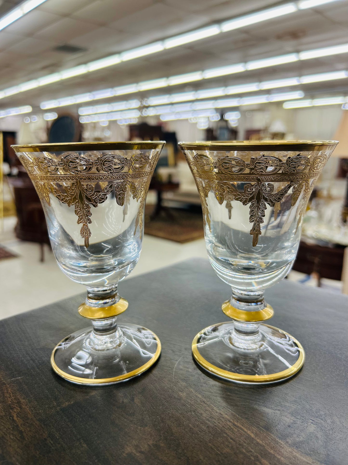 Arte Italica Hand-Blown Italian Gold Encrusted Cordial Goblet