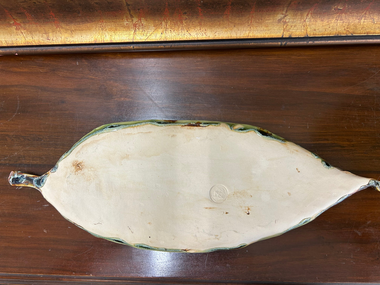Signed Willie Seaborg Studio Pottery Leaf Platter