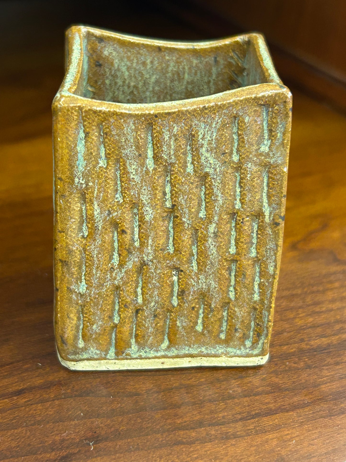 Signed McKinnell Studio Pottery Square Vessel (2.5”)