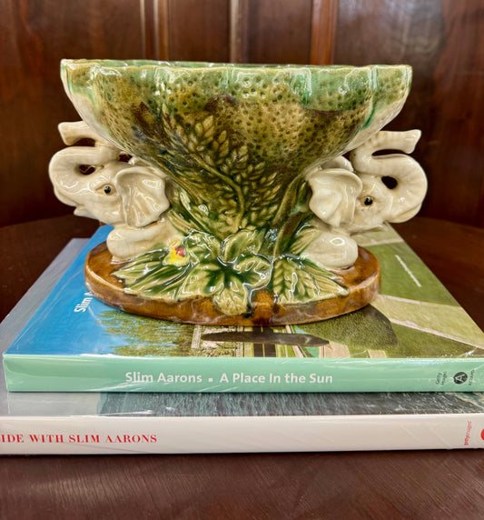 Vintage elephant majolica/ compote centerpiece