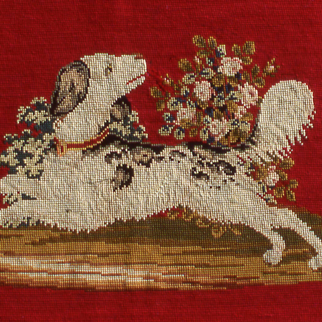 Hunting Spaniel Needlepoint Wood and Glass Decorative Tray