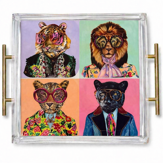 Whimsical Animal Acrylic Tray Luxury Gift 9x9in