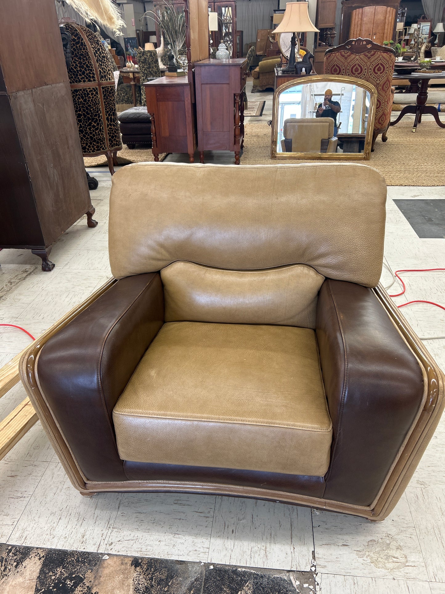 Luxurious Brown & Beige Leather Chair