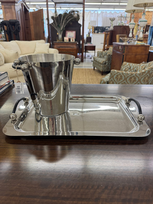 Marquis by Waterford Stainless Steel Bar Set (Tray + Ice Bucket)
