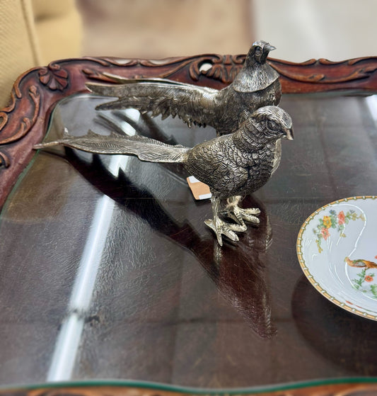 Cast Metal Pheasant Pair