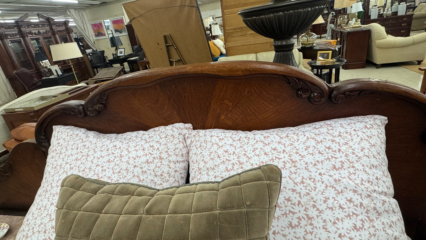 Antique Oak Art Nouveau Bedroom Suite Bed