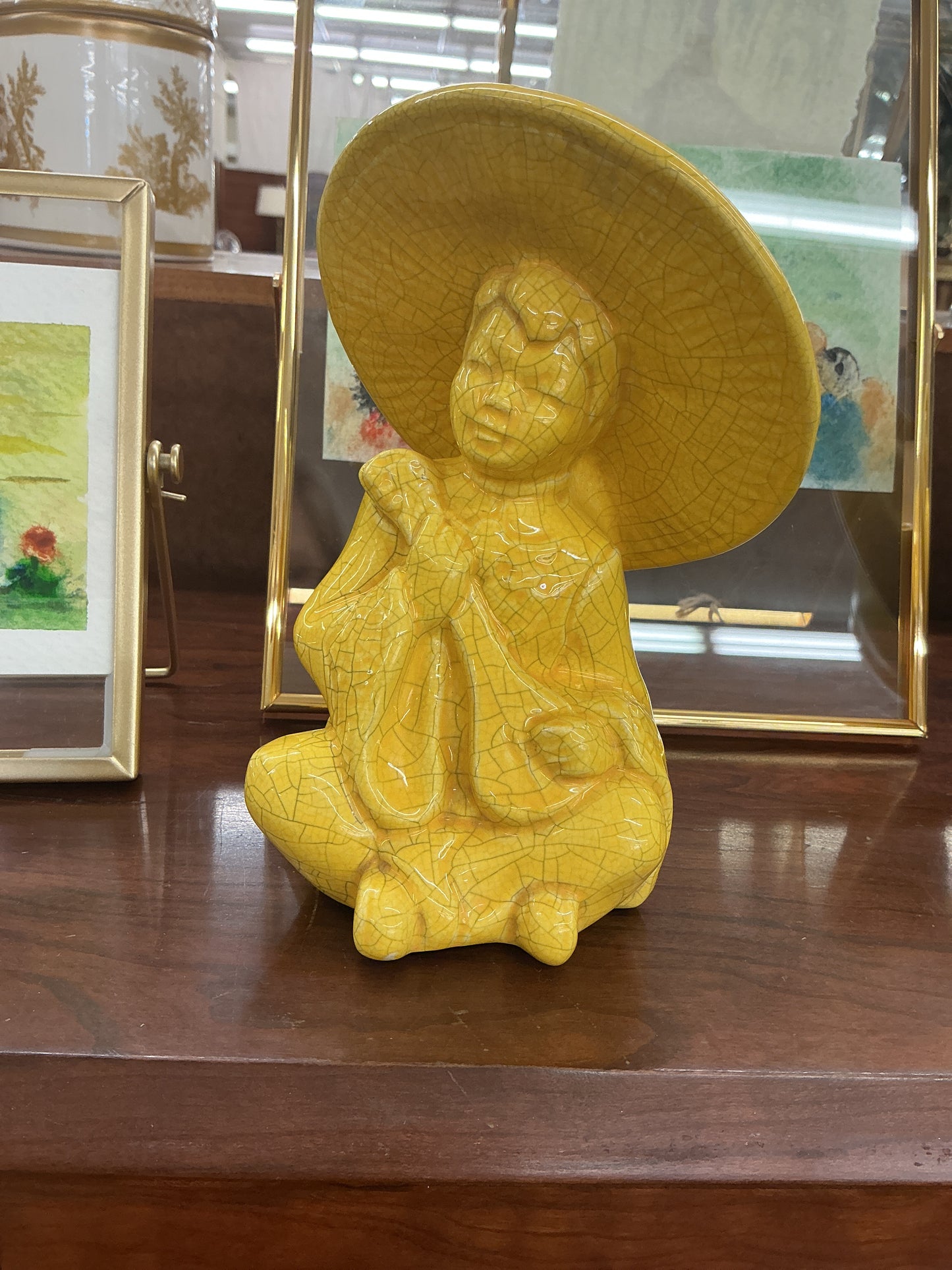 Vintage Asian Crackle Glaze Figurine