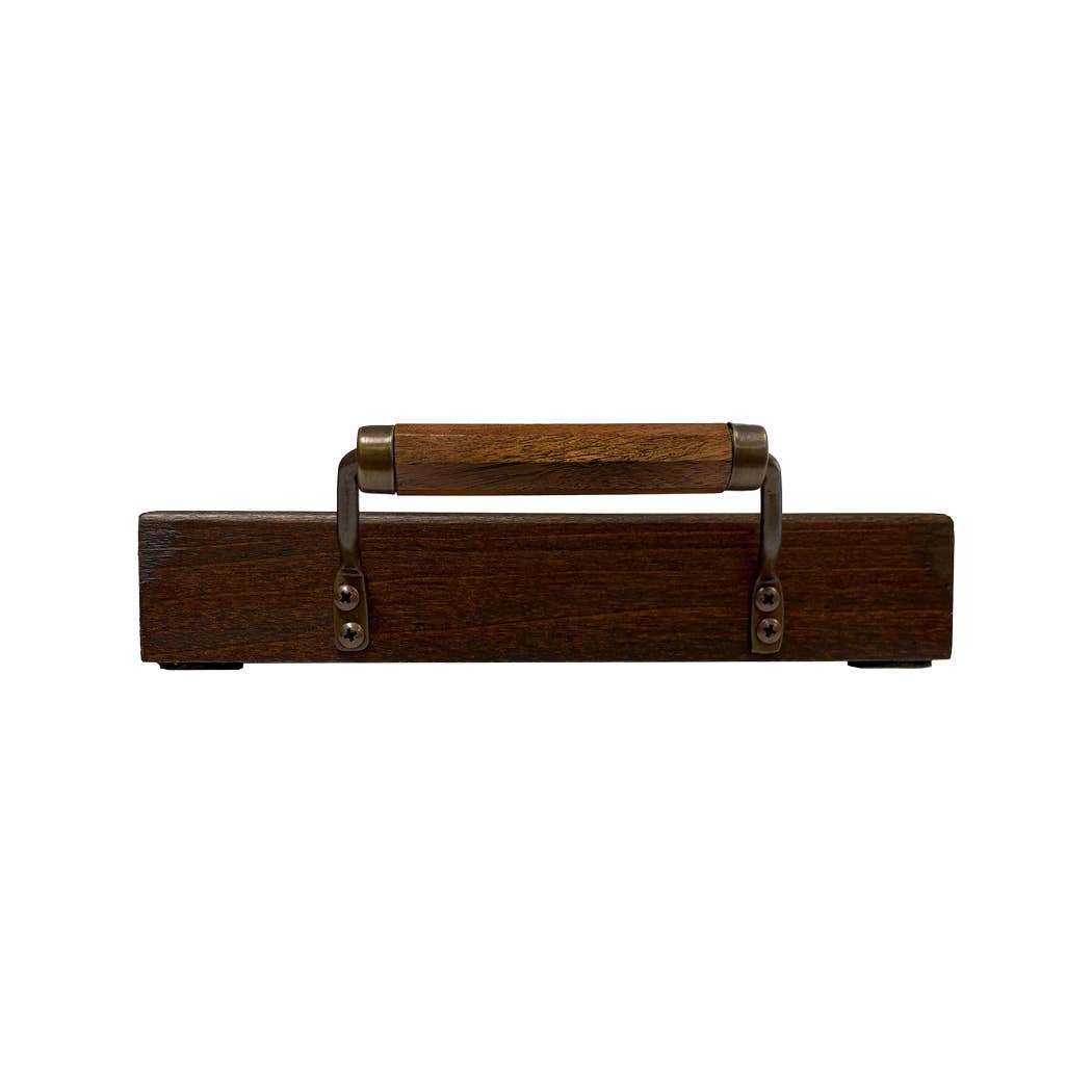 Tropical Floral Wood and Glass Tray, Vintage Style