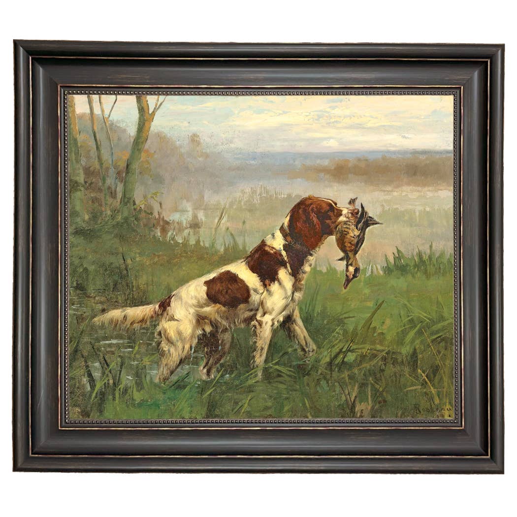 Setter and a Ruddy Duck Vintage Painted Print | Wall art