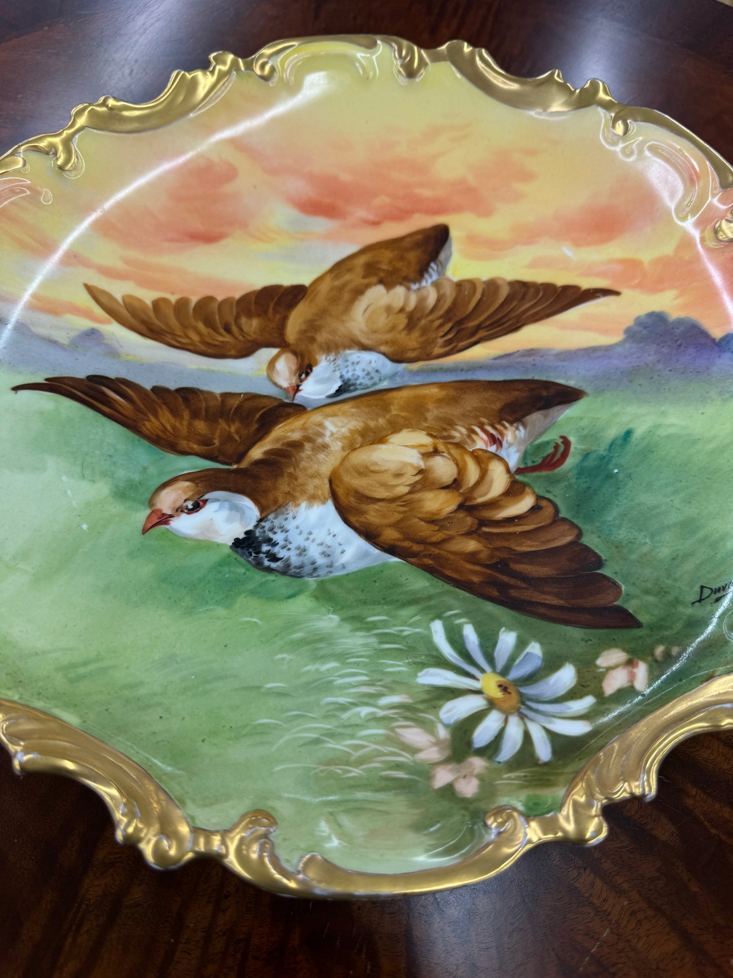 Antique Corone Limoges Hand-Painted Game Bird 13” Charger