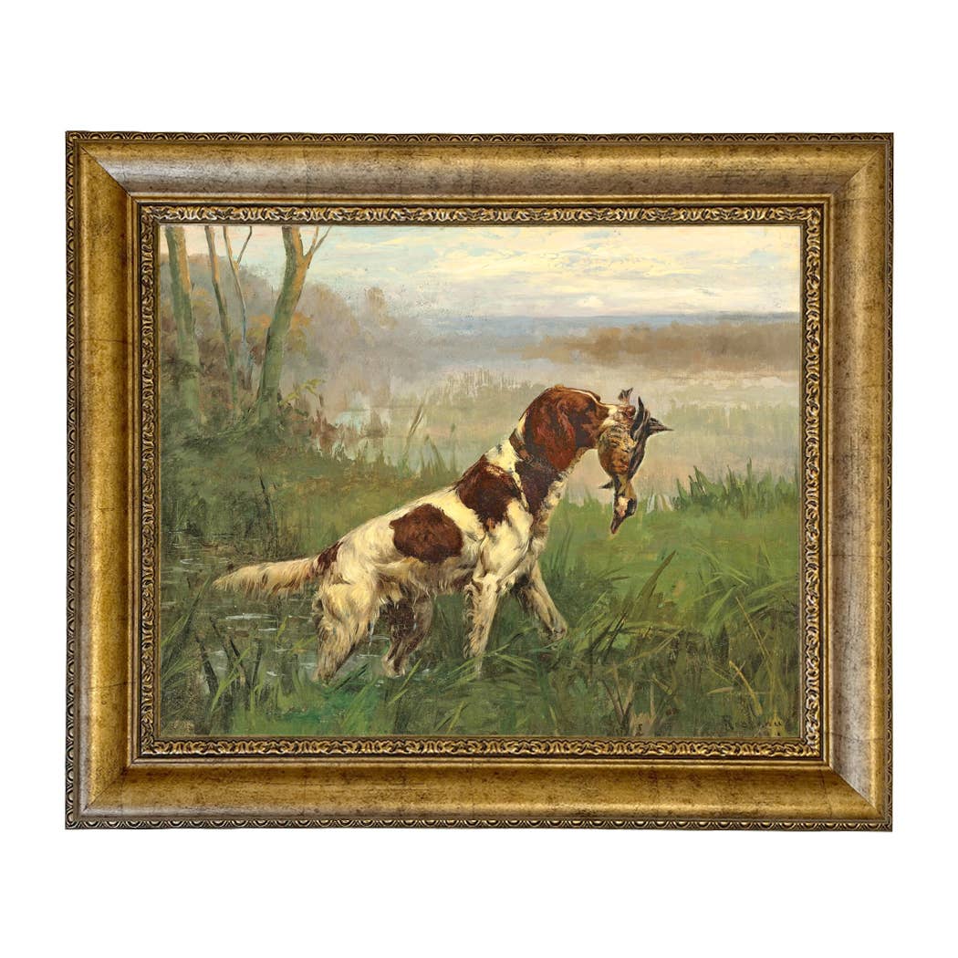 Setter and a Ruddy Duck Vintage Painted Print | Wall art