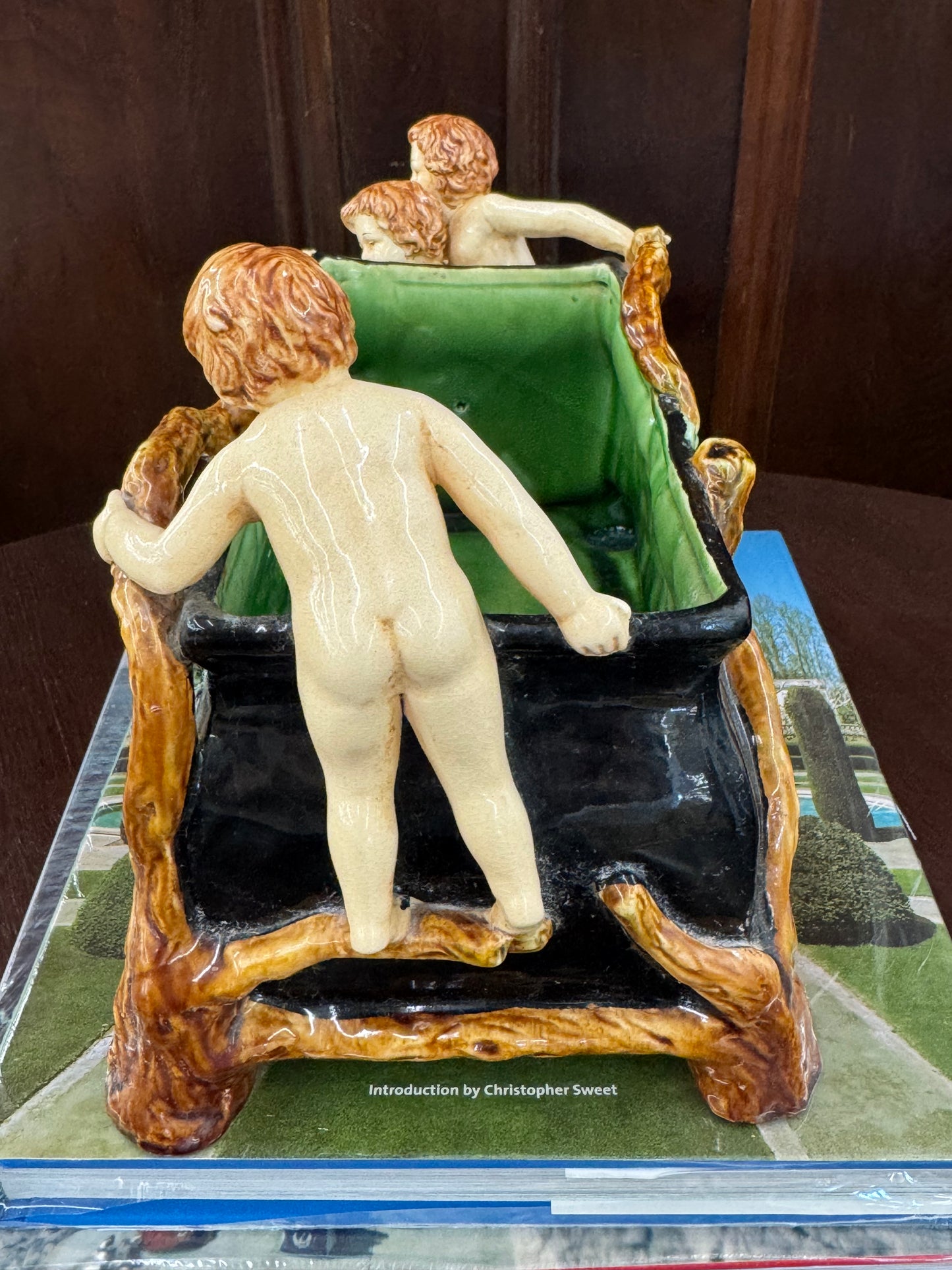Art Nouveau Figural Majolica Planter / Cachepot