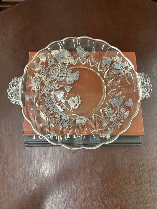 Vintage Sterling Overlay Serving Plate