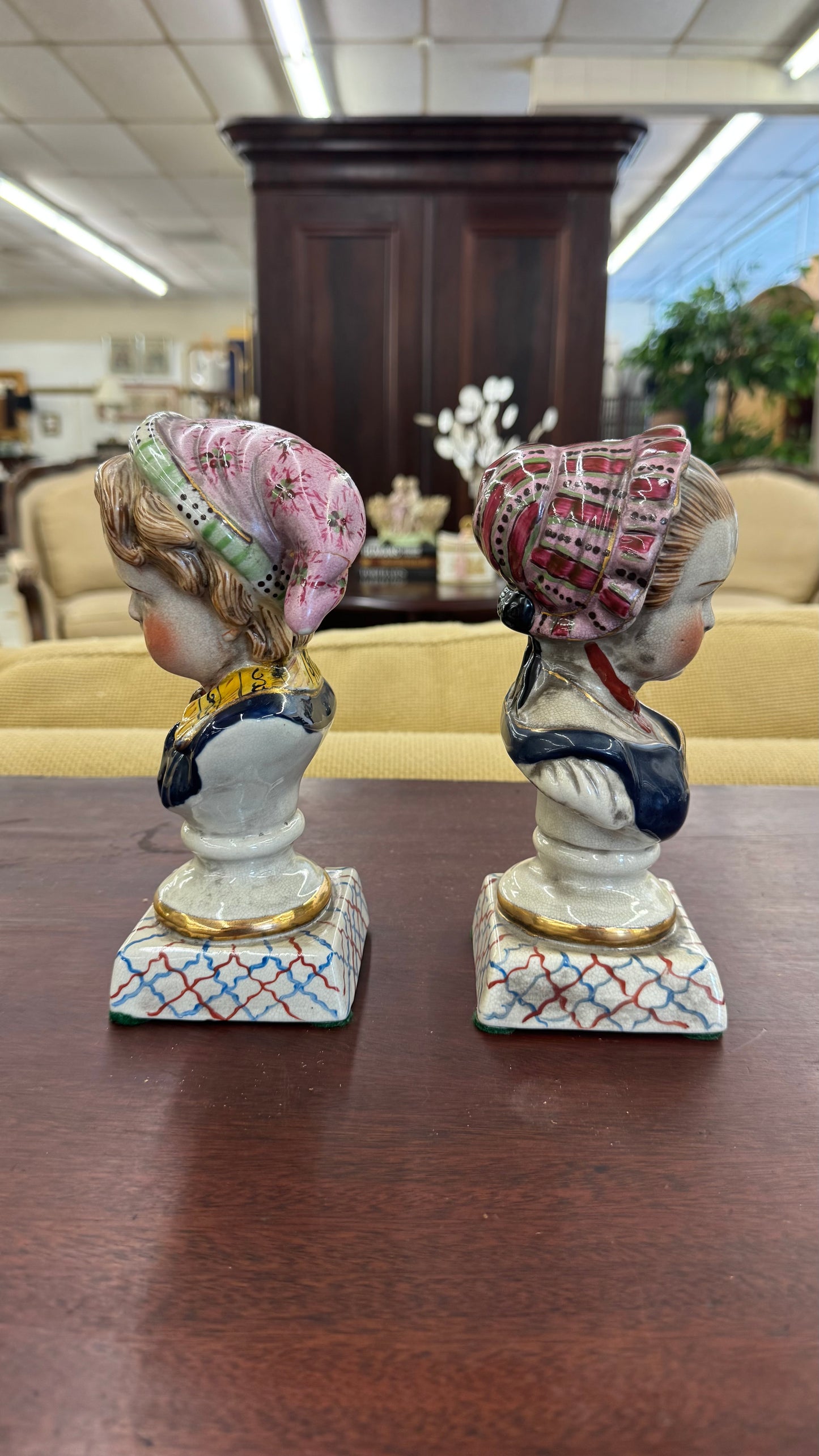 Pair of Vintage Porcelian Bust