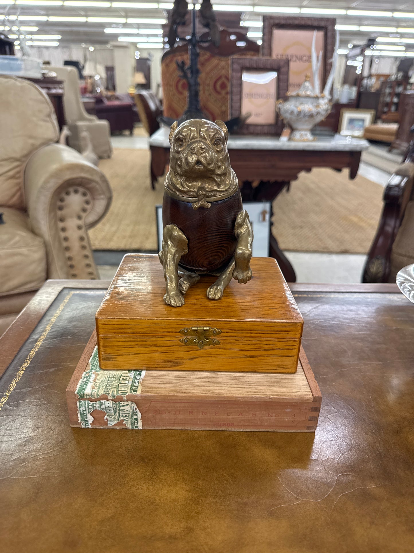 Victorian style bulldog inkwell