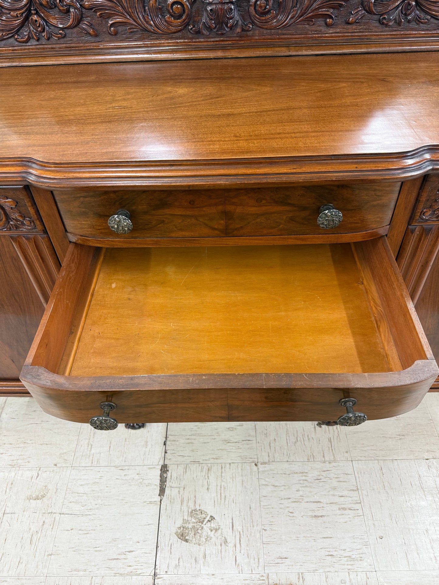 Large Carved Walnut Sideboard/Buffet