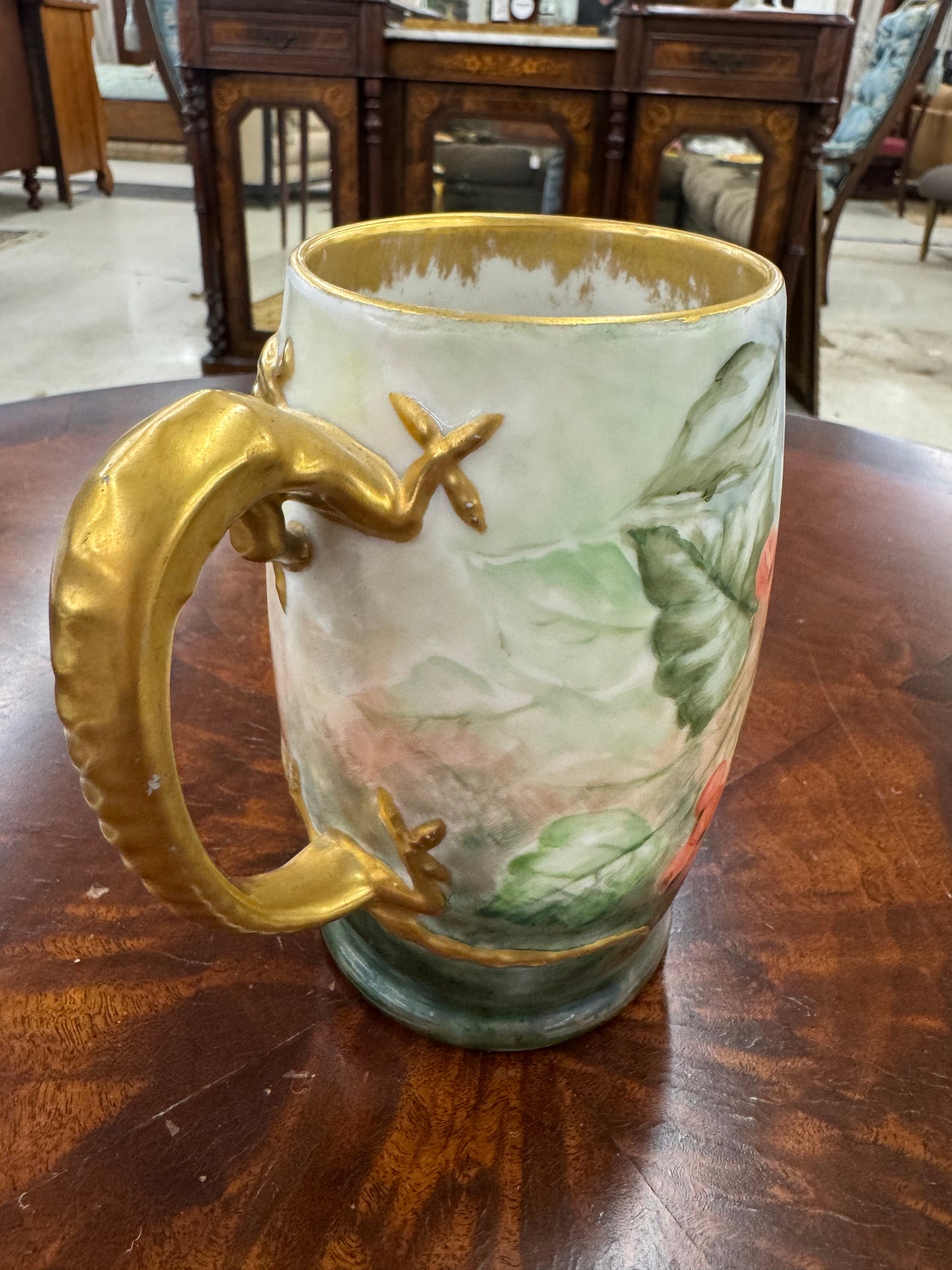 Antique J.P.L. France Hand-Painted Art Nouveau Tankard Vase