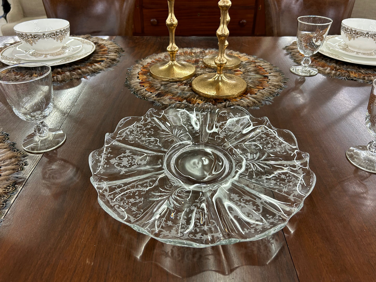 Beautiful vintage Fostoria ‘Rose’ etched crystal tray