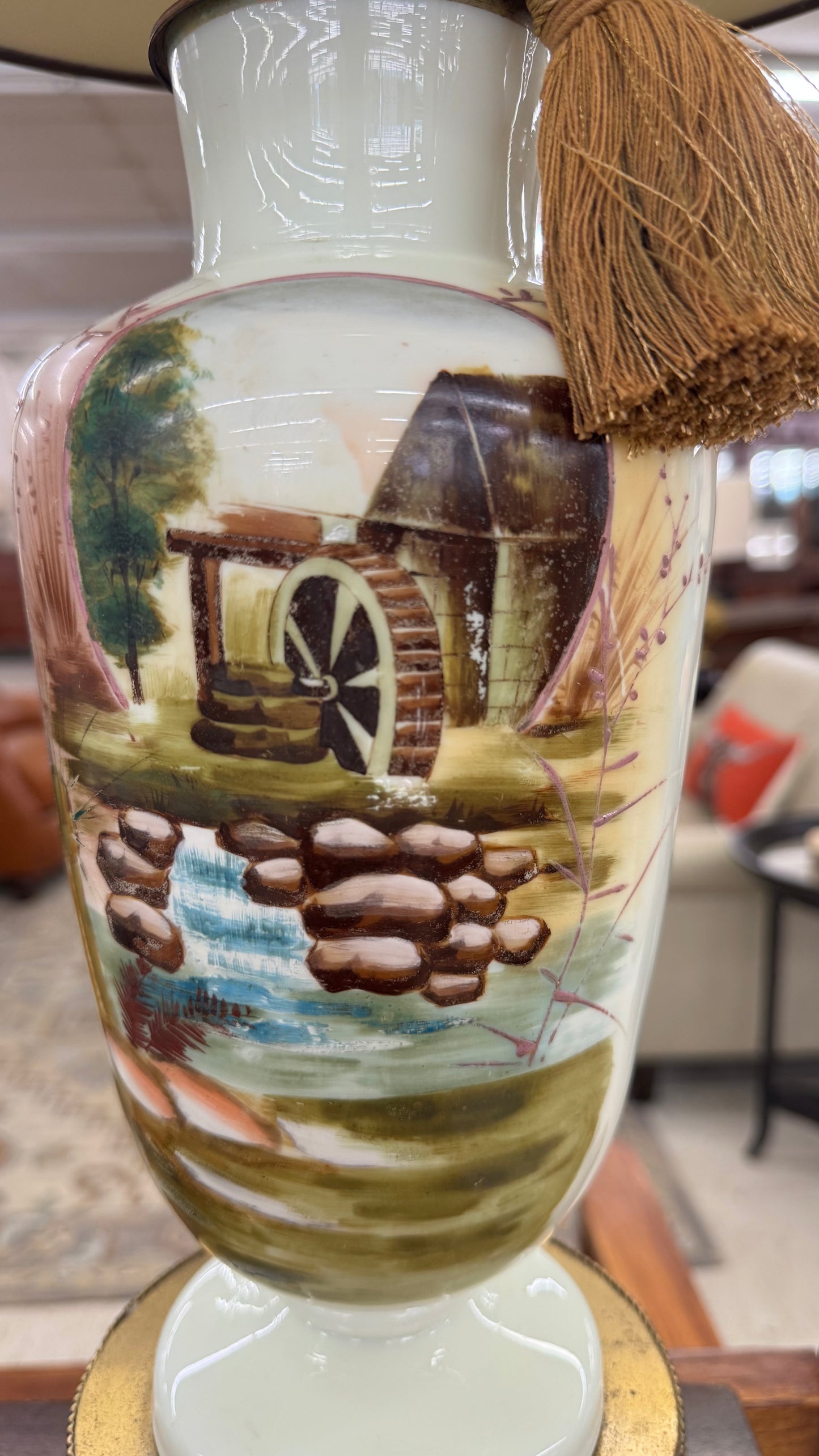 Vintage Pastoral Scene Lamp (Pair)