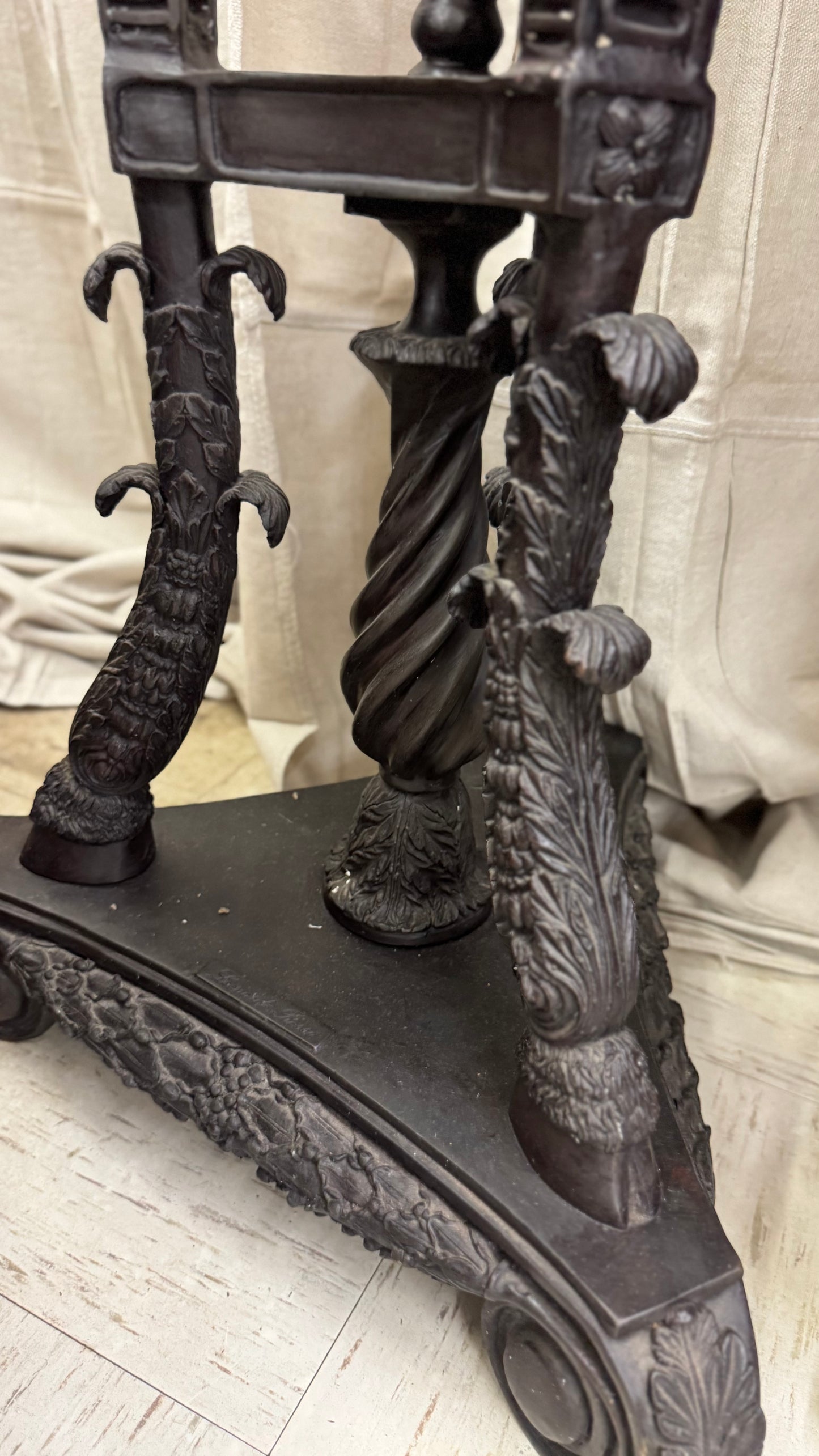 Metropolitan Galleries large rams head bronze pedestal