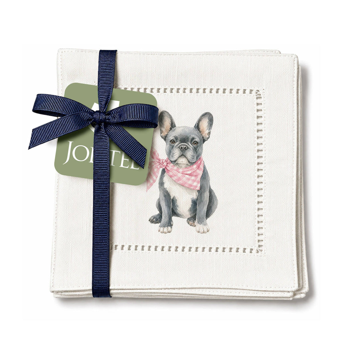 Pet Story French Bulldog Hemstitch Napkins