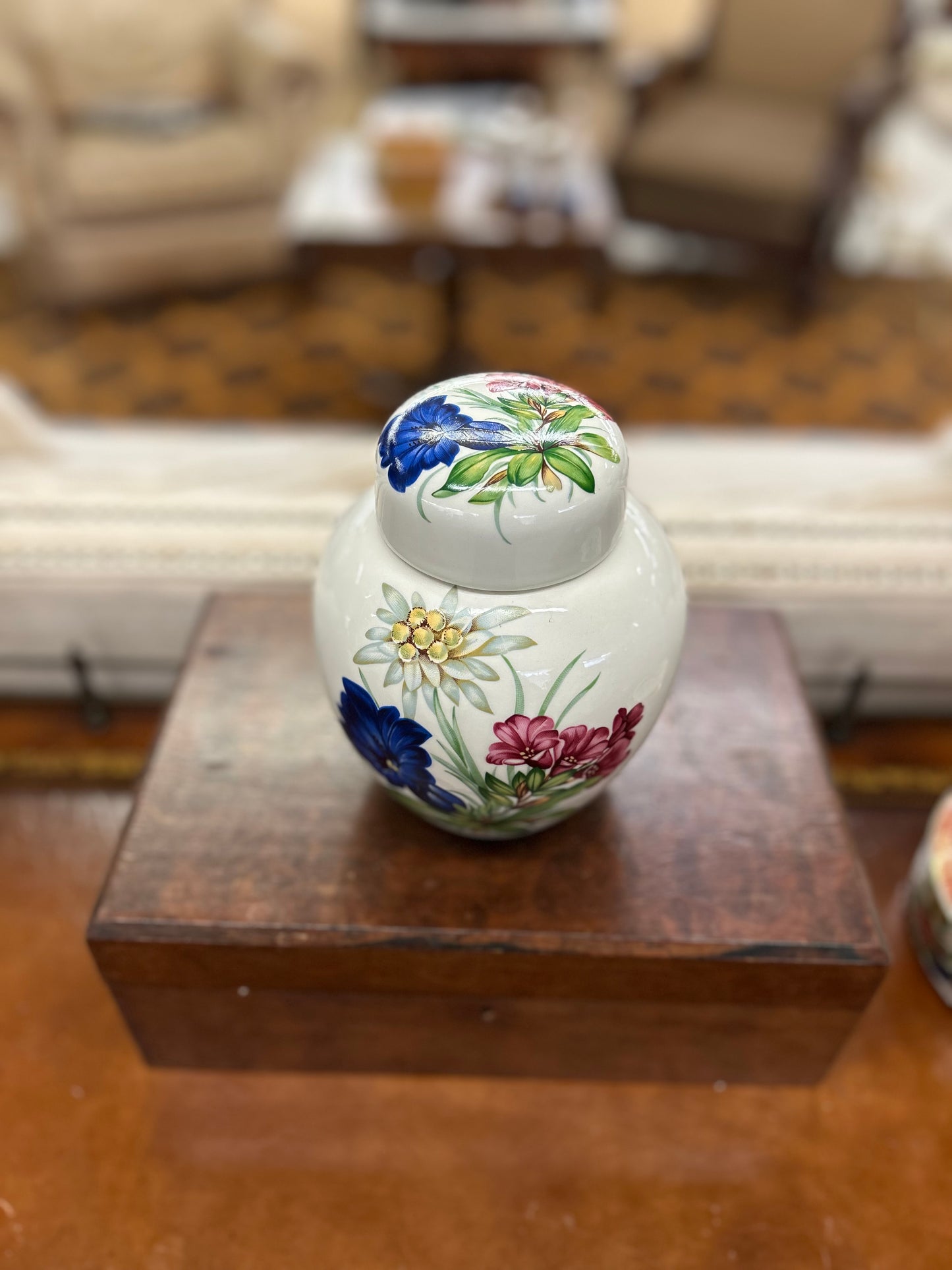 Hand-Painted Porcelain Ginger Jar
Signed & Dated 1985