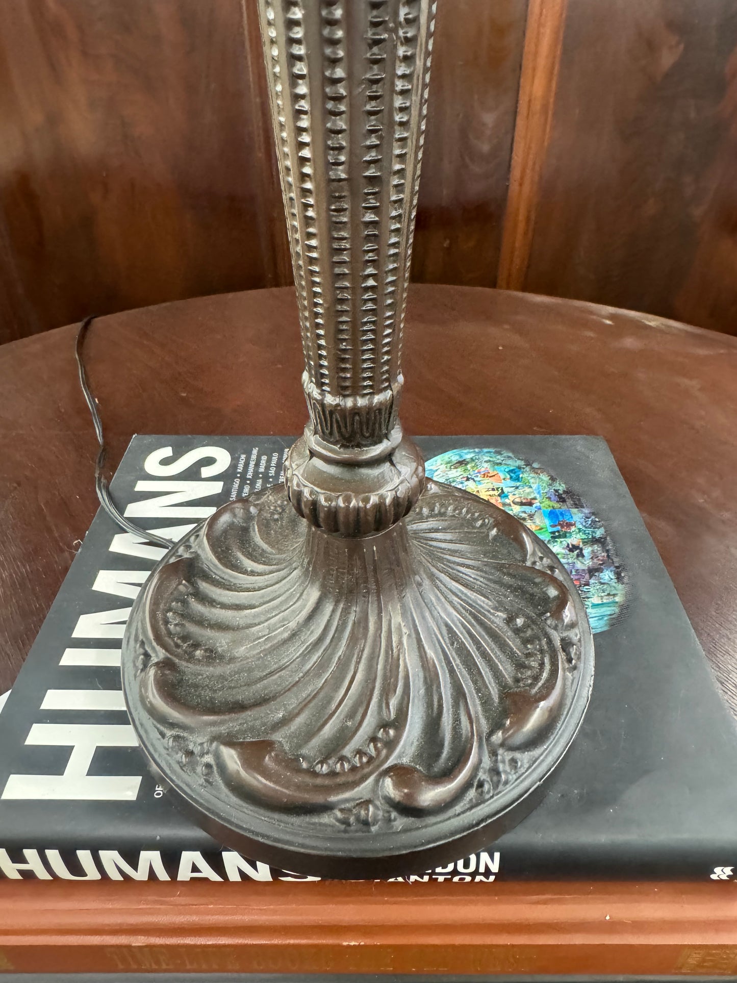 Vintage Scenic Painted Glass Table Lamp