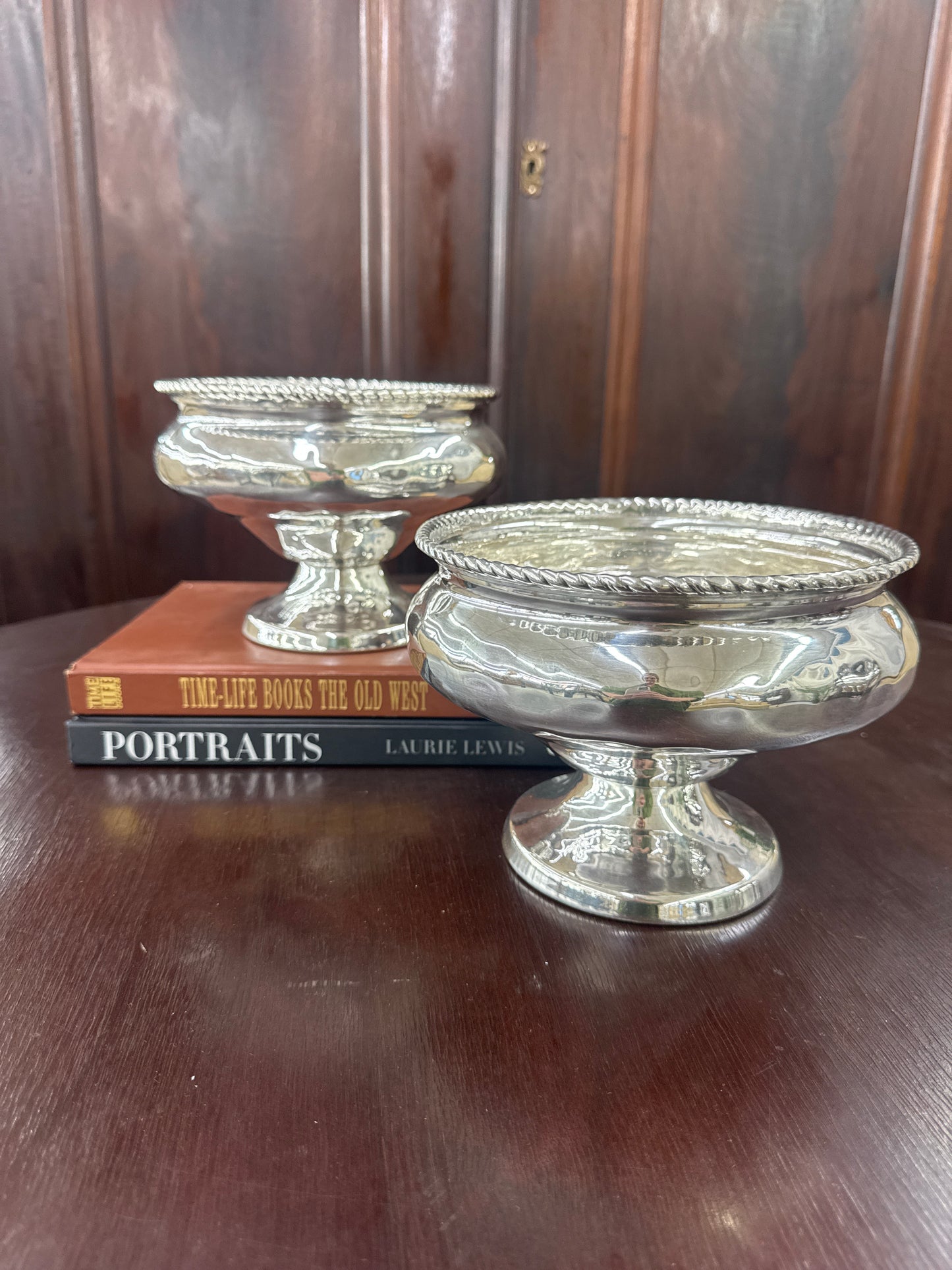 Silver plate pedestal bowls
