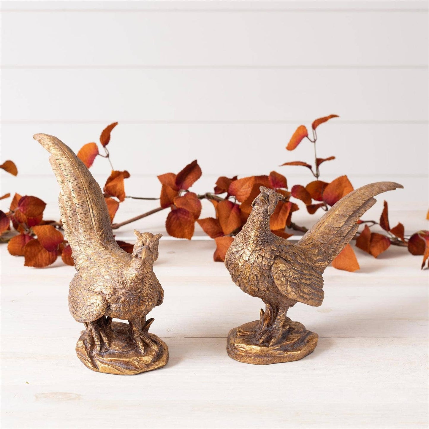Gold Pheasant Figurine set of 2