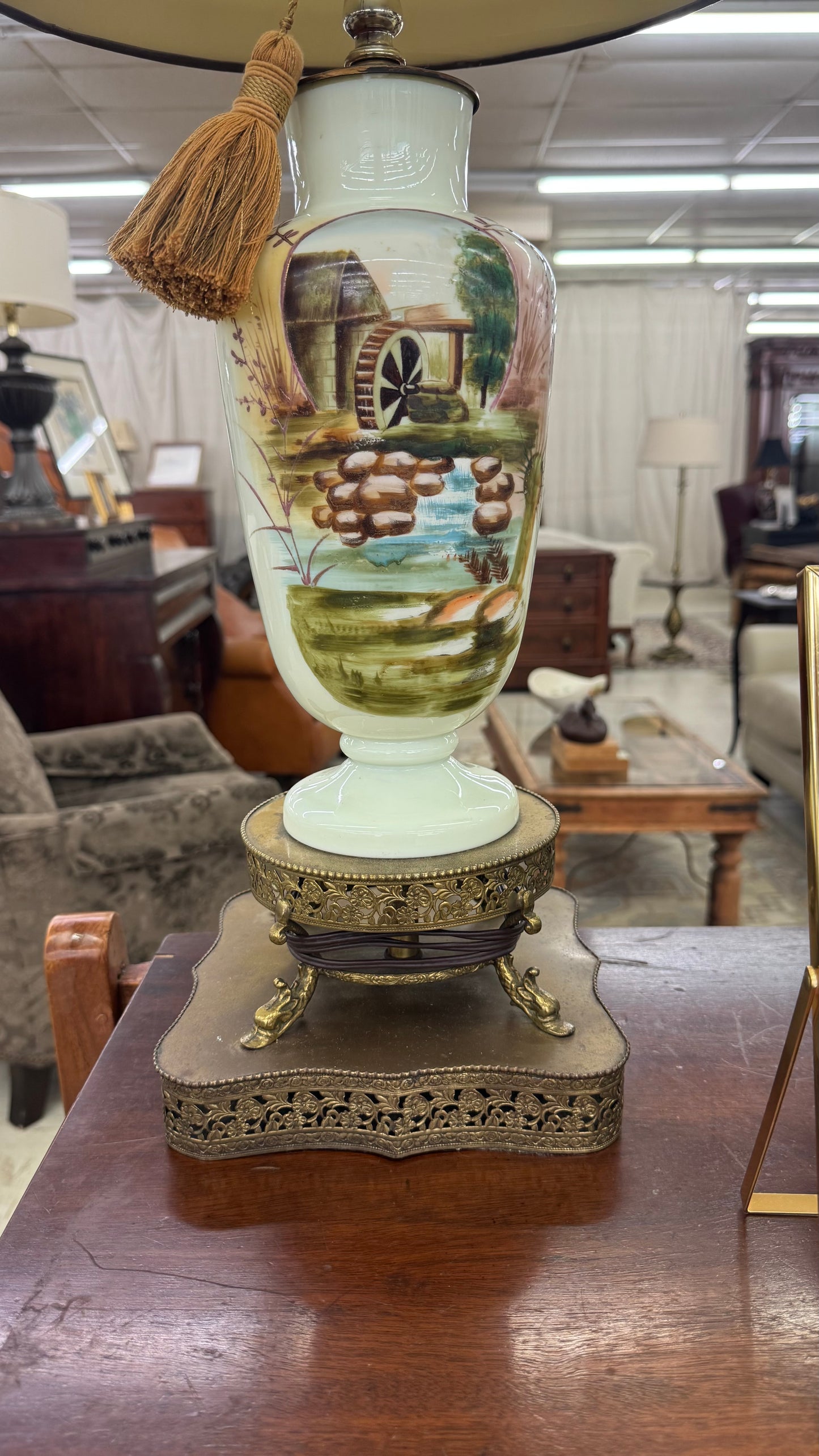 Vintage Pastoral Scene Lamp (Pair)